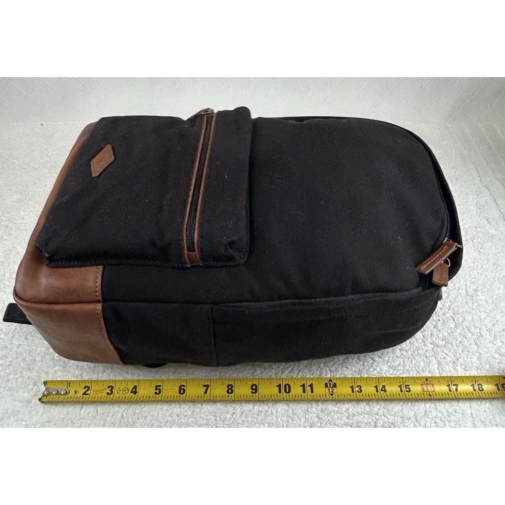 NEW Fossil Black Canvas Backpack w/Brown Trim Adjustable Straps New Old Stock